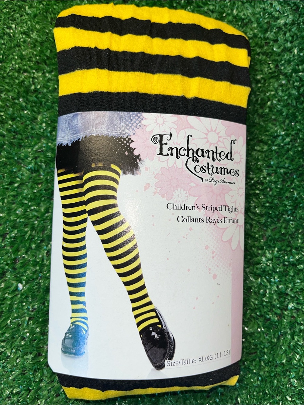 Enchanted Costumes Leg Avenue Childrens Striped Tights Yellow/Black Bumblebee XL